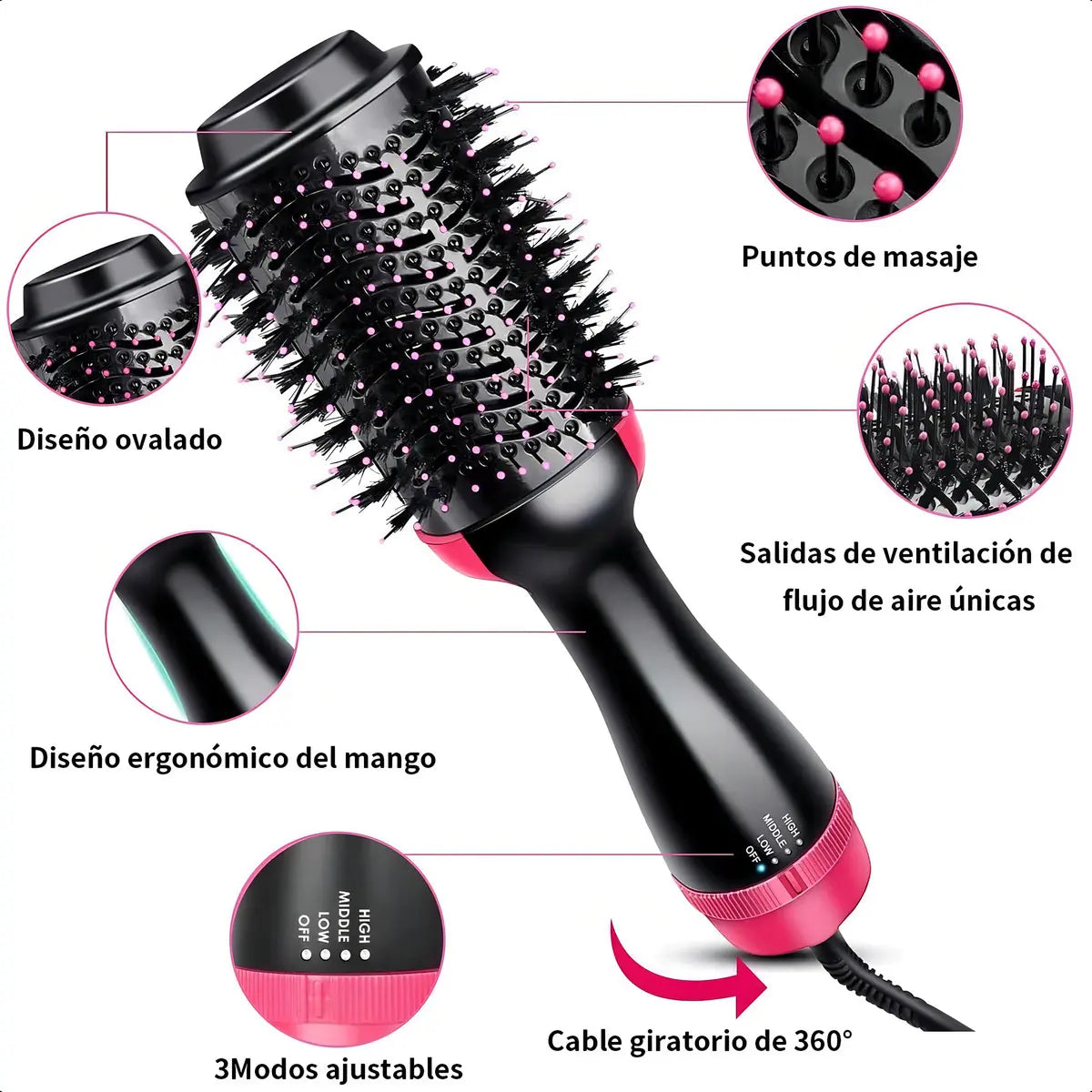Cepillo secador 3 en 1