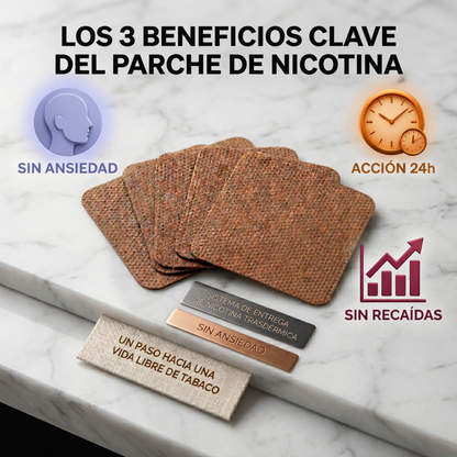 StopFume™ - Parches de Liberación Progresiva · Sin Ansiedad · Sin Cigarrillo