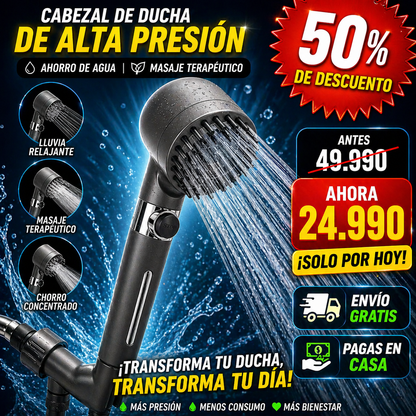 AquaForce Pro™ — Ducha de Alta Presión 3 Modos | Ahorro de Agua | Masaje Terapéutico