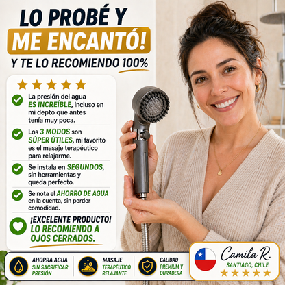 AquaForce Pro™ — Ducha de Alta Presión 3 Modos | Ahorro de Agua | Masaje Terapéutico