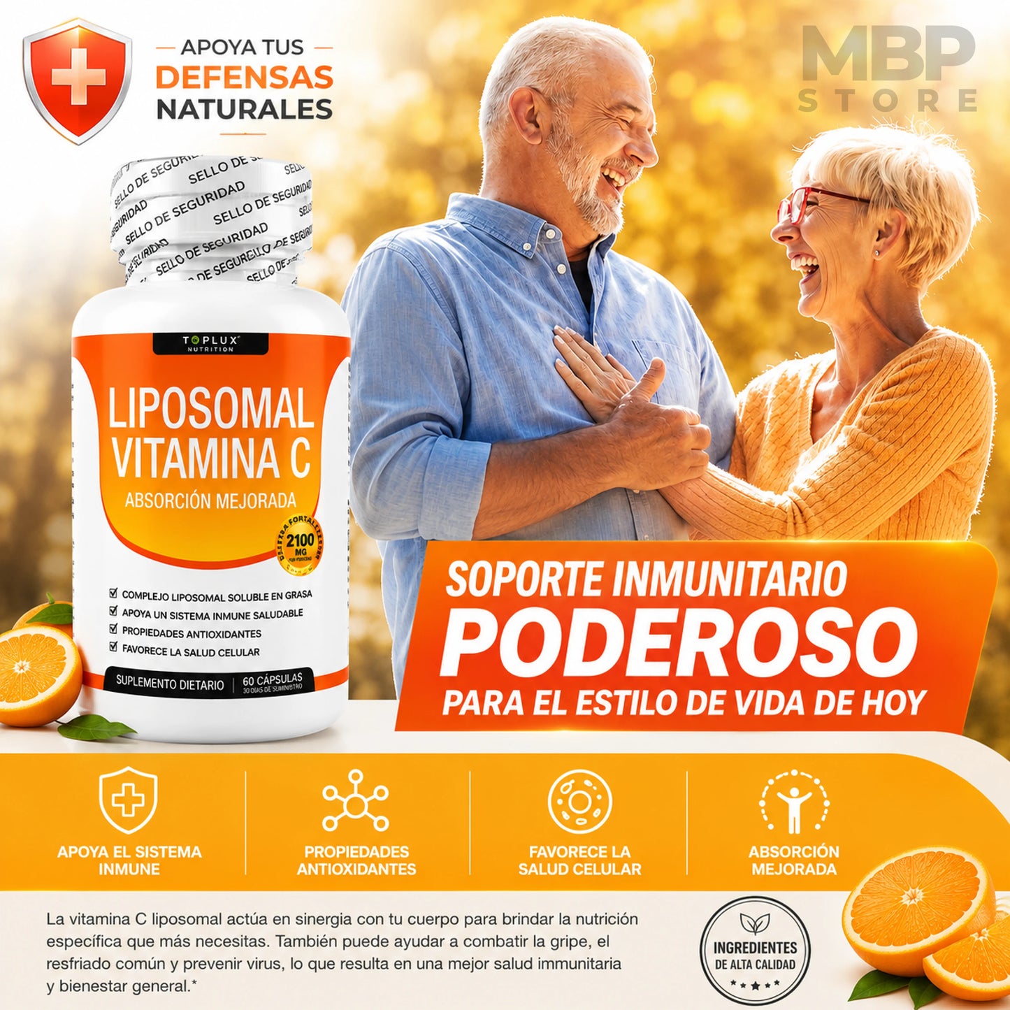 Liposomal Vitamina C - Energía, Defensas y Salud Celular